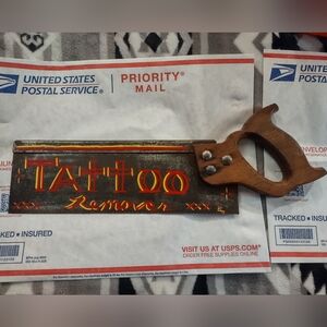 Vintage Tattoo Remover Saw with Wooden Handle